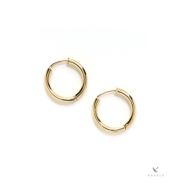 [日本製造] K18YG（18K 黃金）環圈耳環 15mm x 2mm [一對] 第1張的照片