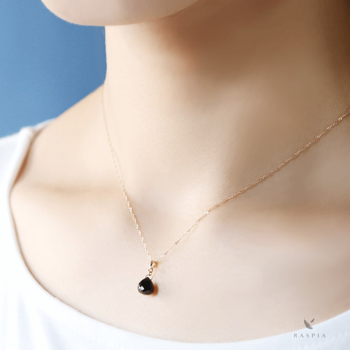 8月誕生石 K10 ブラックスピネル(オニオンカット) ネックレスチャーム 