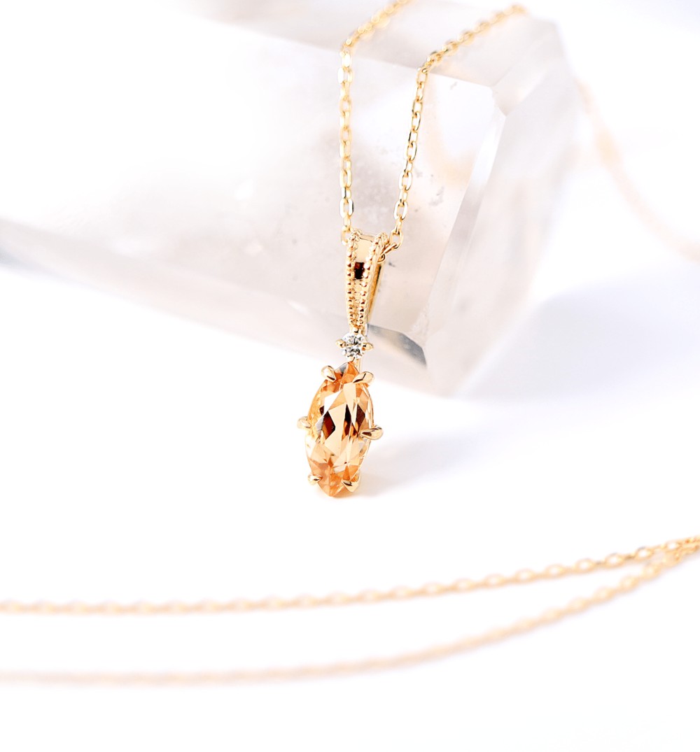 K18 インペリアルトパーズ＆ダイヤモンド ペンダントトップ  ~Ello Luculia~ 11月誕生石