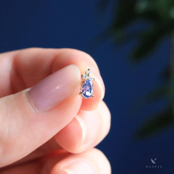 坦桑石和鑽石 K18 柱式耳環 ~Ello Lilas~ 十二月生日石 第3張的照片