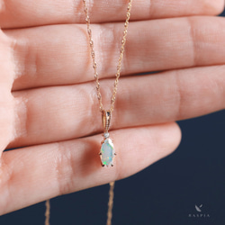 K18 珍貴蛋白石與鑽石吊飾上衣 ~Ello Luculia~ 十月生日石 第5張的照片