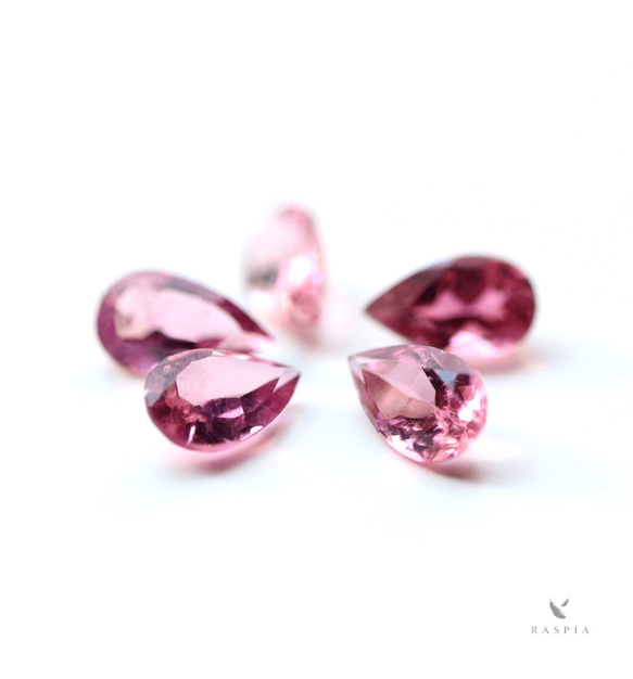 K18 粉色碧璽和鑽石柱式耳環 ~Ello Lilas~ 十月生日石 第7張的照片