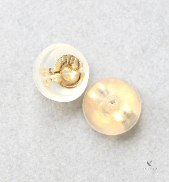 K18 マラヤガーネット＆ダイヤモンドのポストピアス ~Ello Lilas~ 1月誕生石【受注生産】 9枚目の画像
