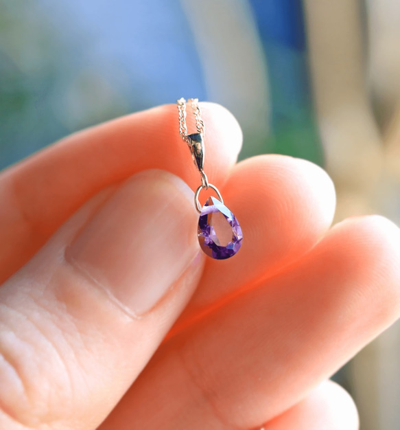 二月Birthstone K10紫水晶（一對造型）項鍊吊飾〜BOURGEON〜（可購買鏈套） 第6張的照片