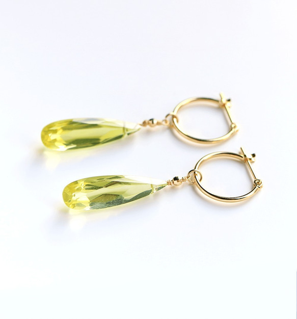 Lemon Quartz K18 Crossing Earrings ~RADIANT MOMENTS~ (耳環可更換) 第3張的照片
