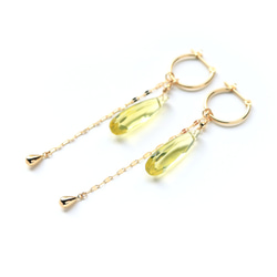 Lemon Quartz K18 Chain Charm Crossing Earrings ~RADIANT MOMENTS~ 第1張的照片