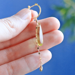 Lemon Quartz K18 Chain Charm Crossing Earrings ~RADIANT MOMENTS~ 第3張的照片