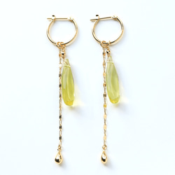 Lemon Quartz K18 Chain Charm Crossing Earrings ~RADIANT MOMENTS~ 第5張的照片