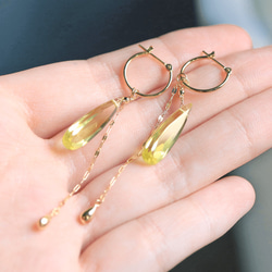 Lemon Quartz K18 Chain Charm Crossing Earrings ~RADIANT MOMENTS~ 第7張的照片