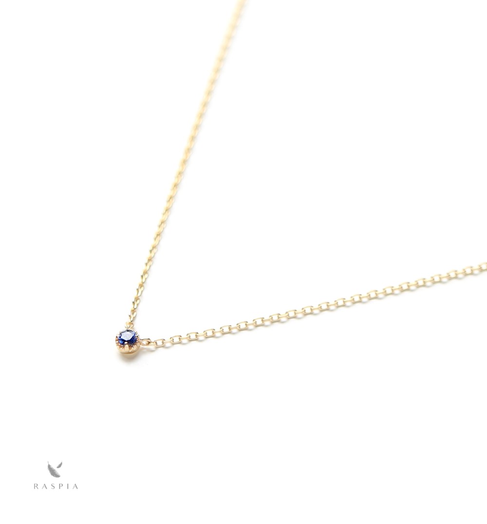 9月誕生石 K10 サファイアの一粒ネックレス ~Petela~ (K18 変更可能)