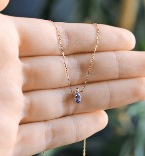K18 坦桑石 &amp; 鑽石項鍊 ~Ello Lilas~ 十二月生日石 第4張的照片
