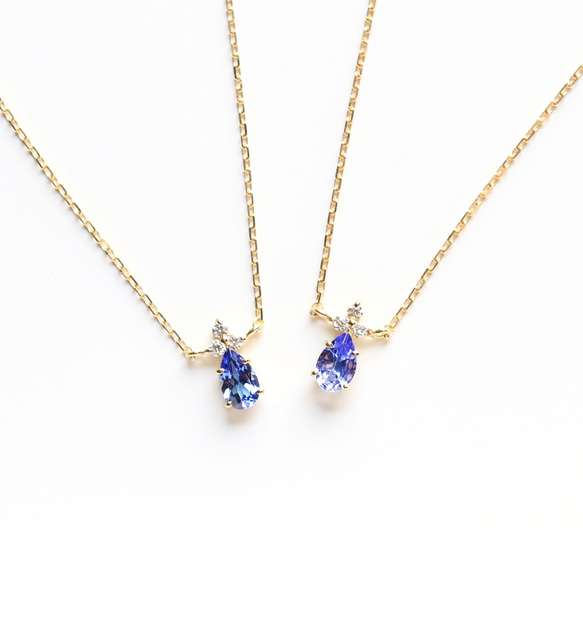 K18 坦桑石 &amp; 鑽石項鍊 ~Ello Lilas~ 十二月生日石 第5張的照片