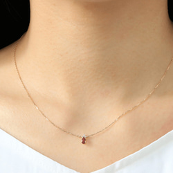 K18 ピンクトルマリン＆ダイヤモンドのネックレス ~Ello Lilas~ 10月誕生石 2枚目の画像