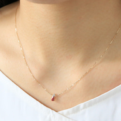 K18 粉色碧璽 &amp; 鑽石項鍊 ~Ello Lilas~ 十月生日石 第3張的照片