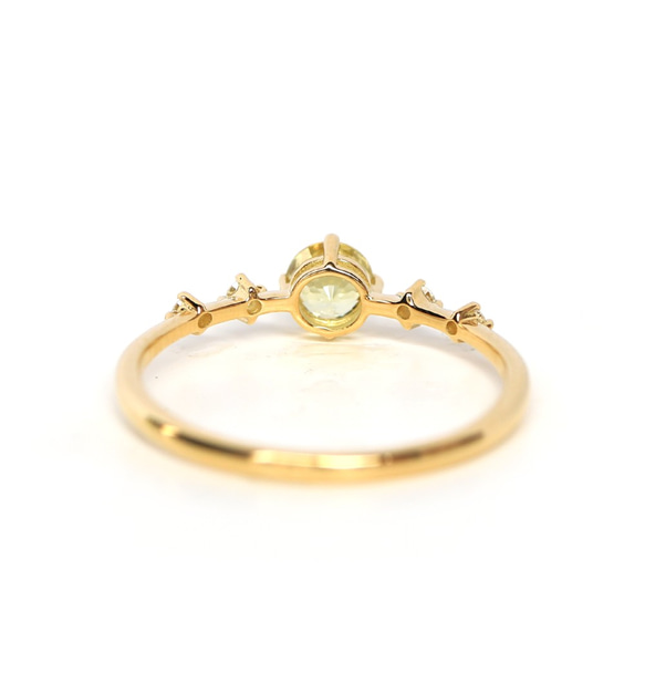金綠寶石和鑽石 K18 戒指圓形切割 ~Ello Lily~ 第9張的照片