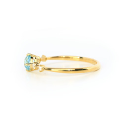 藍色鋯石和鑽石 K18 戒指圓形切割 ~Ello Lily~ 二月生日石 第5張的照片