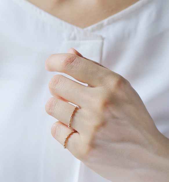 7 鑽 K18 小指戒指 ~Ello Lily~ 四月生日石 第10張的照片