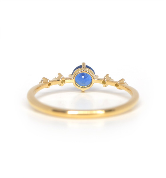 藍寶石和鑽石 K18 戒指圓形切割 ~Ello Lily~ 九月生日石 第8張的照片