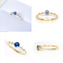 藍寶石和鑽石 K18 戒指圓形切割 ~Ello Lily~ 九月生日石 第10張的照片