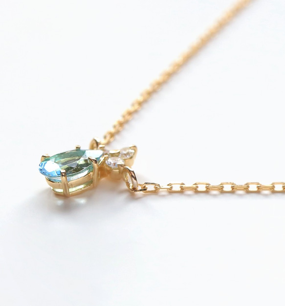 K18 聖瑪麗亞海藍寶石與鑽石項鍊 ~Ello Lilas~ 三月生日石 [訂製] 第4張的照片