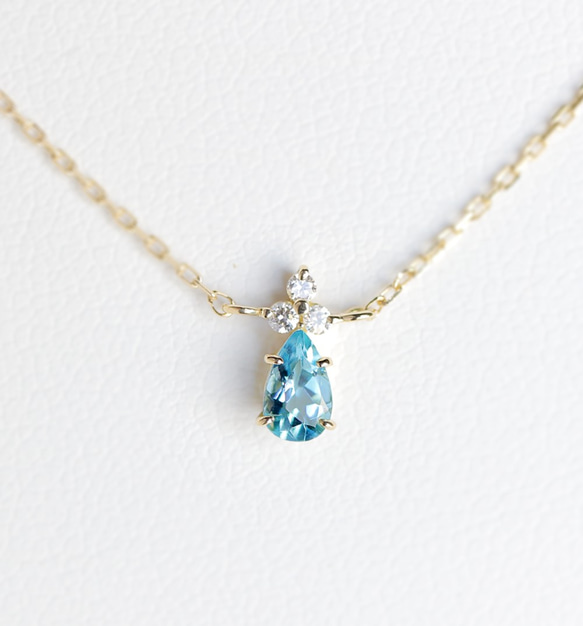 K18 聖瑪麗亞海藍寶石與鑽石項鍊 ~Ello Lilas~ 三月生日石 [訂製] 第5張的照片