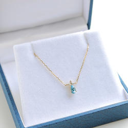 K18 聖瑪麗亞海藍寶石與鑽石項鍊 ~Ello Lilas~ 三月生日石 [訂製] 第7張的照片