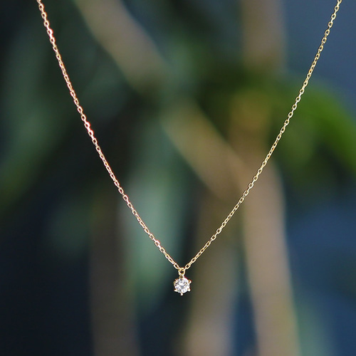 シンプルな1粒ダイヤモンドのK18ネックレス(2.5mmラウンドブリリアント