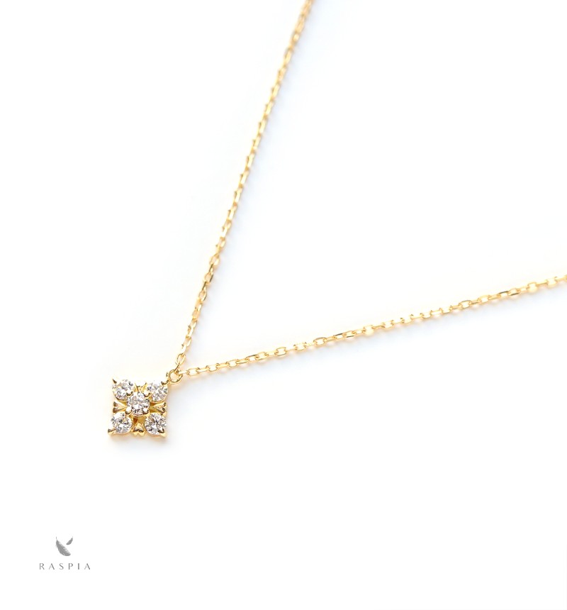 スクエアモチーフ ダイヤモンドのK18 ネックレス~Diamond collection~