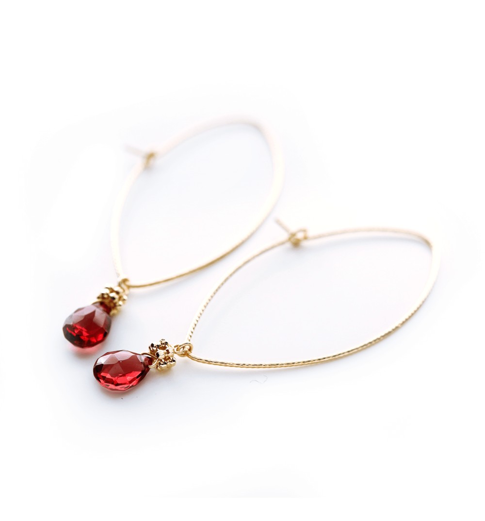 高品質アルマンディンガーネット(平ドロップ) K10マーキスピアス~RADIANT MOMENTS~