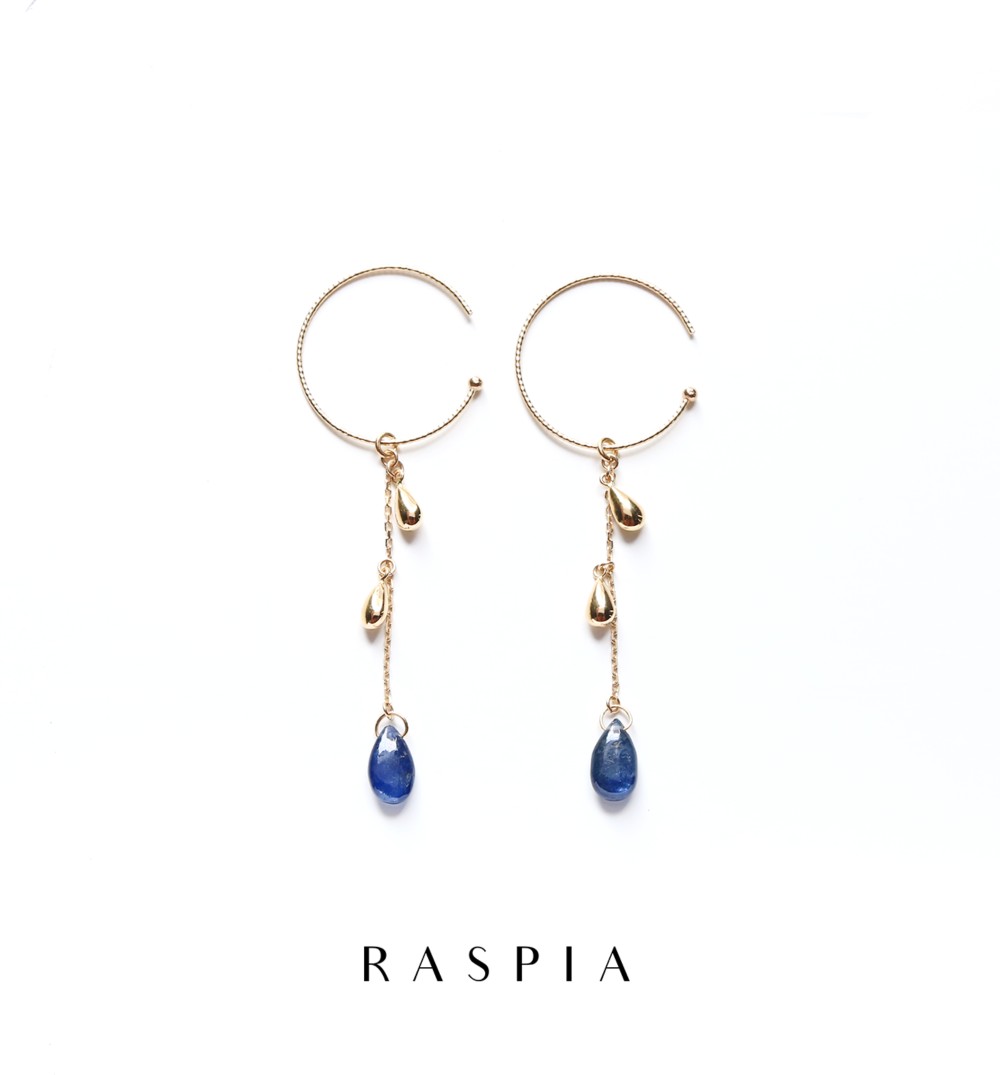 雫サファイア K10フープピアス~RADIANT MOMENTS~