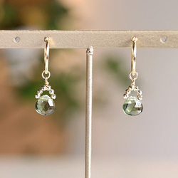 [數量限定] &lt;Rare Stone&gt; Moldavite K18 Crossing Earrings ~RADIA 第6張的照片