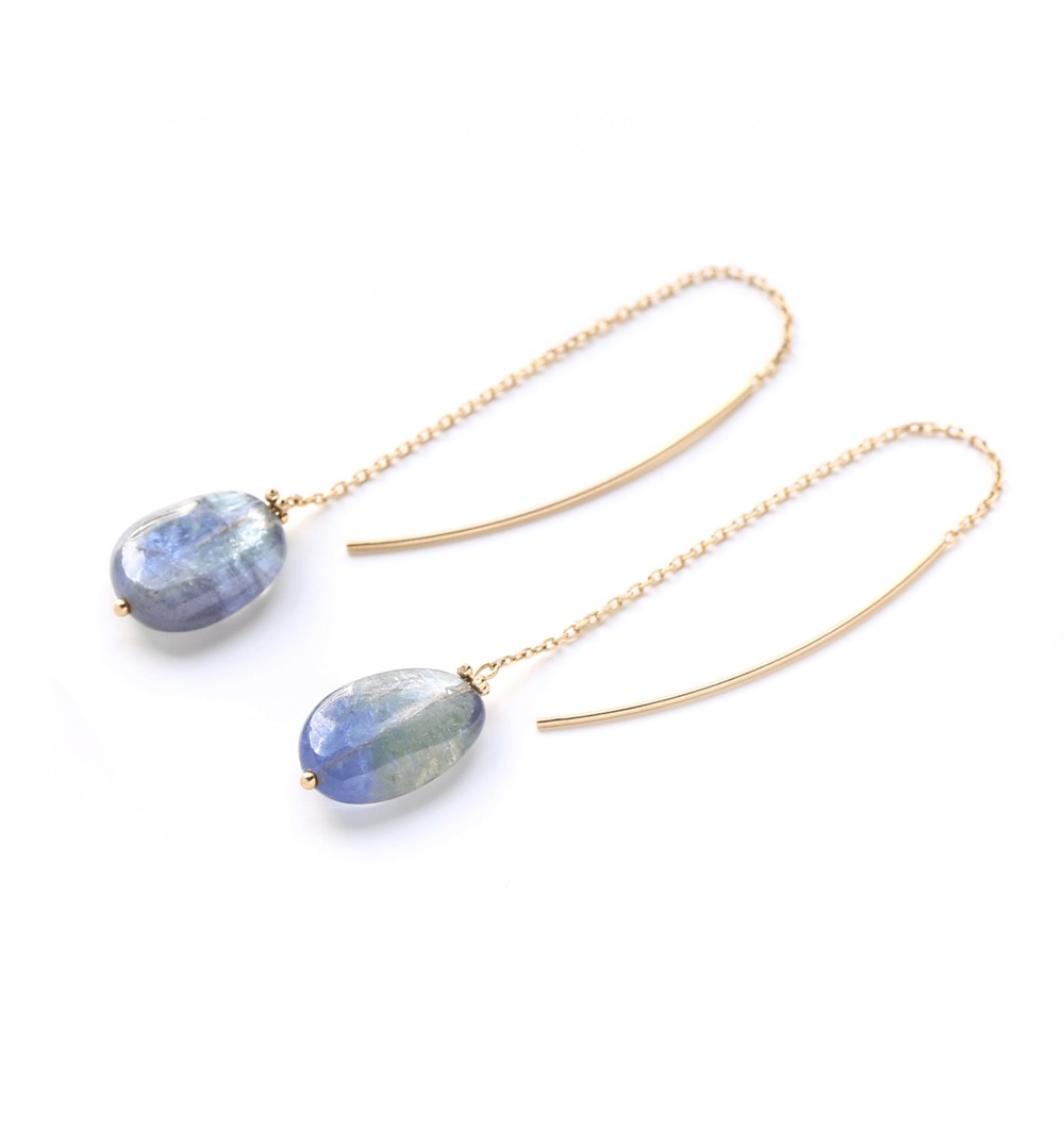 K10 タンザナイト バイカラー　タンブルカット　アメリカンピアス~CRASPEDIA GLOBOSA~