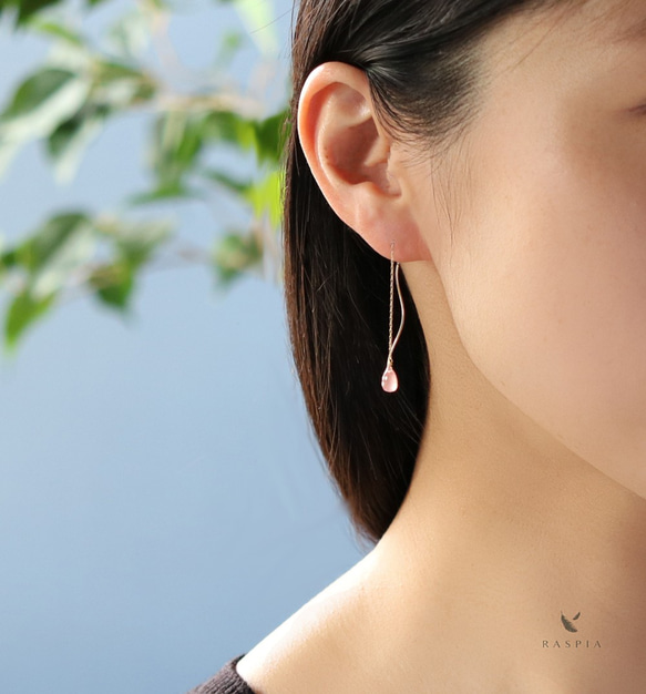 K10 單顆印加玫瑰（Briolette Cut）美式耳環~MONTBRETIA~ 第2張的照片