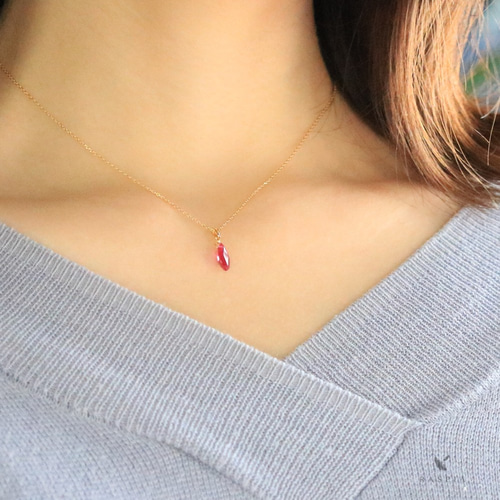 K10 ルビー(マーキスシェイプ)ネックレスチャーム ~BOURGEON