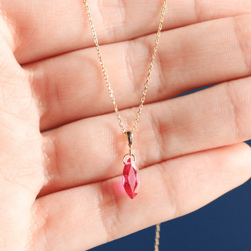 K10 ルビー(マーキスシェイプ)ネックレスチャーム ~BOURGEON