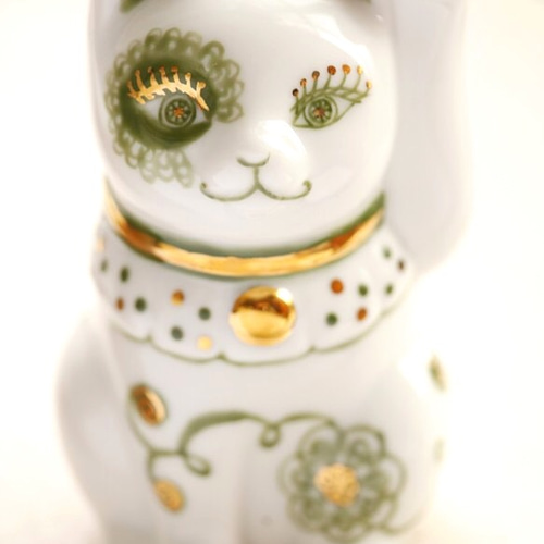 ヴィンテージ作家さんもの 手描きのお顔が可愛らしい陶磁器の招き猫