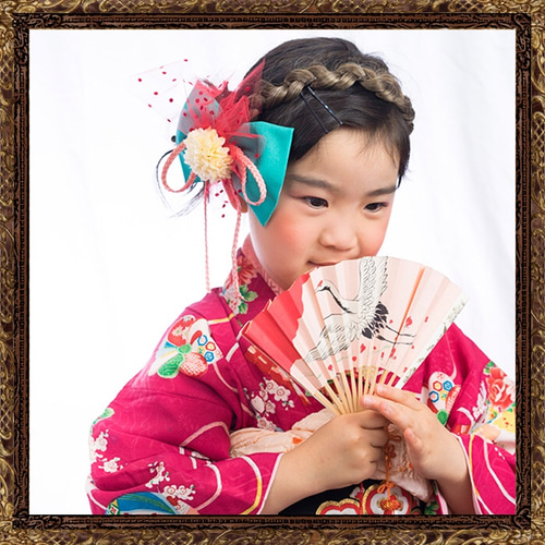 七五三　髪飾り　大正ロマンリボン　小梅ちゃんのチュールリボン 送料無料】七五三 3歳 7歳 髪飾り リボン 大正ロマン 小梅ちゃん
