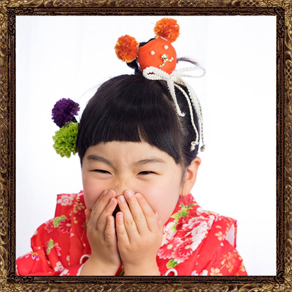 Shichigosan 髮飾預拍大正羅馬小梅醬的絨球熊醬全 3 色 第3張的照片