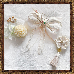 成年儀式、婚禮、半成年儀式、頭飾、白色、大人古董蝴蝶結京都美裝飾品(純白新娘) 第10張的照片