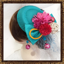 成人式　卒業式　結婚式　ウエディング　成人式ヘア　ヘッドドレス　髪飾り　花　リボン　ヘッドドレス  大正ロマントーク帽 9枚目の画像