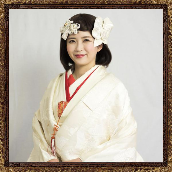婚禮新娘日本婚禮白色純新娘頭飾婚禮 (日本婚禮) 蝴蝶蘭日本工藝 bijou 裝飾 第3張的照片