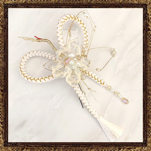 送料無料】成人式 結婚式 髪飾り 白 和モダン 大正ロマン 鶴響の祝い