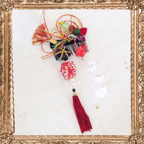 成年禮 婚禮 振袖 髮飾 水引大正浪漫 大和撫子的日本工藝裝飾品（鶴和氣球） [半訂單作品] 第4張的照片