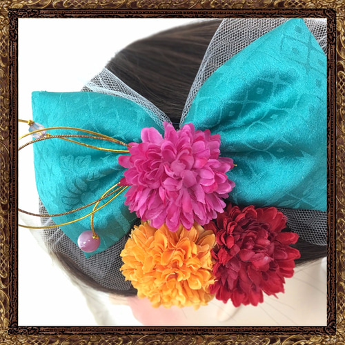 成人式　振袖　卒業式　髪飾り　ふわりひらり大人のチュールリボン　御祝いの日 成人式振袖卒業式髪飾りふわりひらり大人のチュールリボン御祝いの日