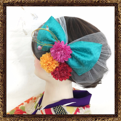 送料無料】成人式 卒業式 髪飾り リボン 花 和モダン 大正ロマン