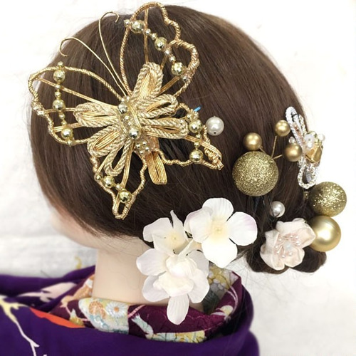 髪飾り 成人式 振袖 袴 花 ４点セット シルバー ピンク ラメ 蝶 蝶々 浴衣 和装 FTS No.9-3745 : 9-3745 :  六華ricca - 通販 - Yahoo!ショッピング