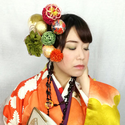 和服頭飾婚禮婚前 Tsumami Craft 大正羅馬壽頭飾現代博物館 [顏色可變] 第11張的照片