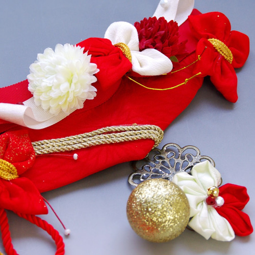 送料無料】成人式 結婚式 髪飾り 赤 和モダン 大正ロマン 粋な和細工