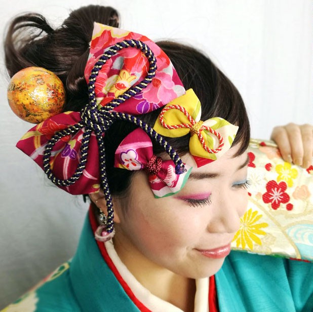 【送料無料】成人式　結婚式　和装　髪飾り　リボン　和モダン　大正ロマン　レトロモダンの舞