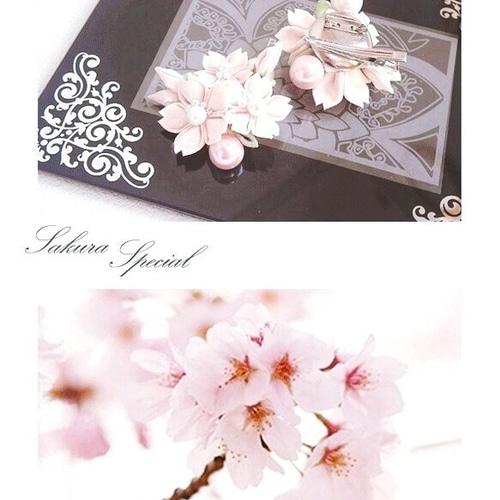 ⚜ 正絹 帯留め 帯飾り ピンク桜つまみ細工 / 箱入【オーダー